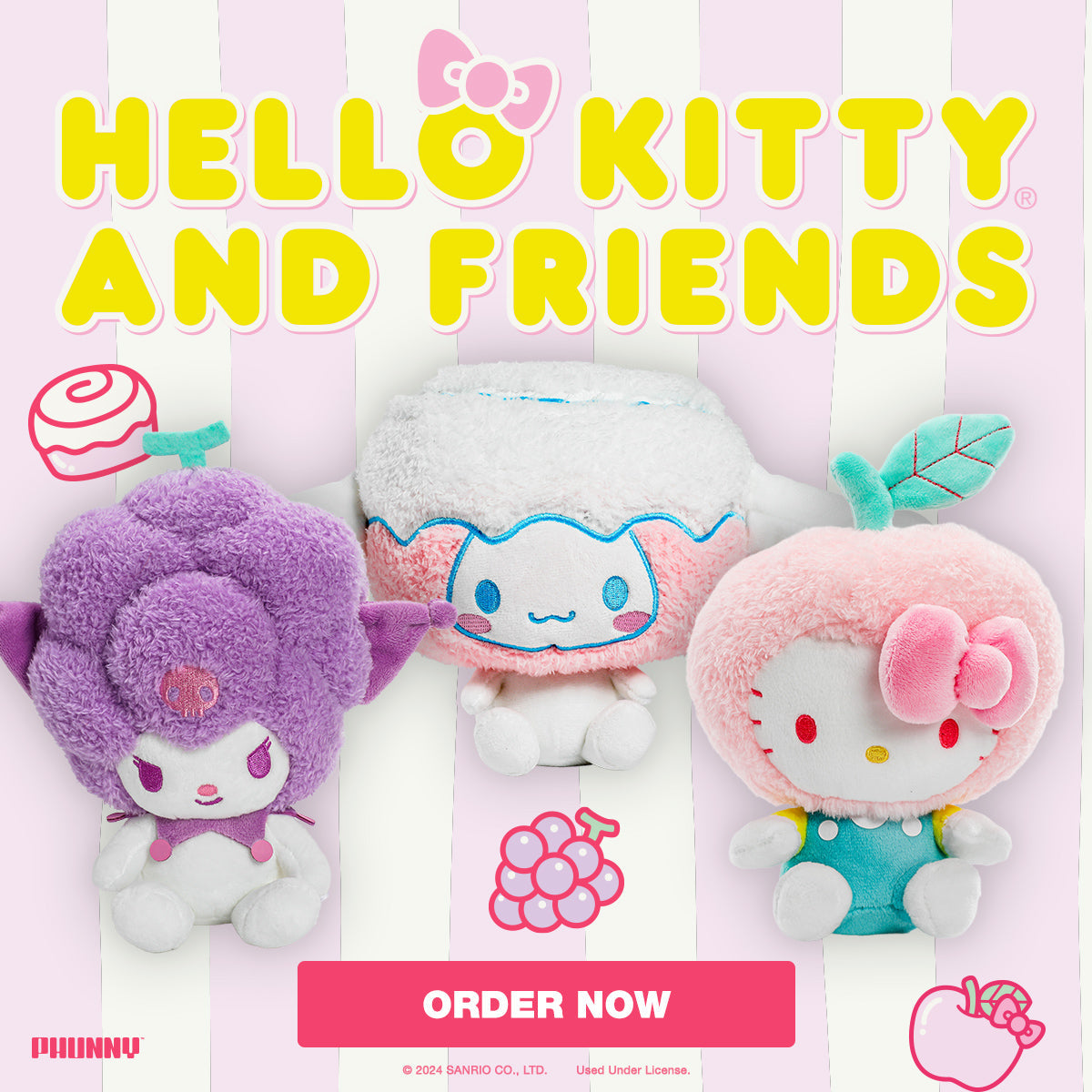 Hello Kitty® and Friends Boba Flavors Phunny Plush Bundle 3-Pack