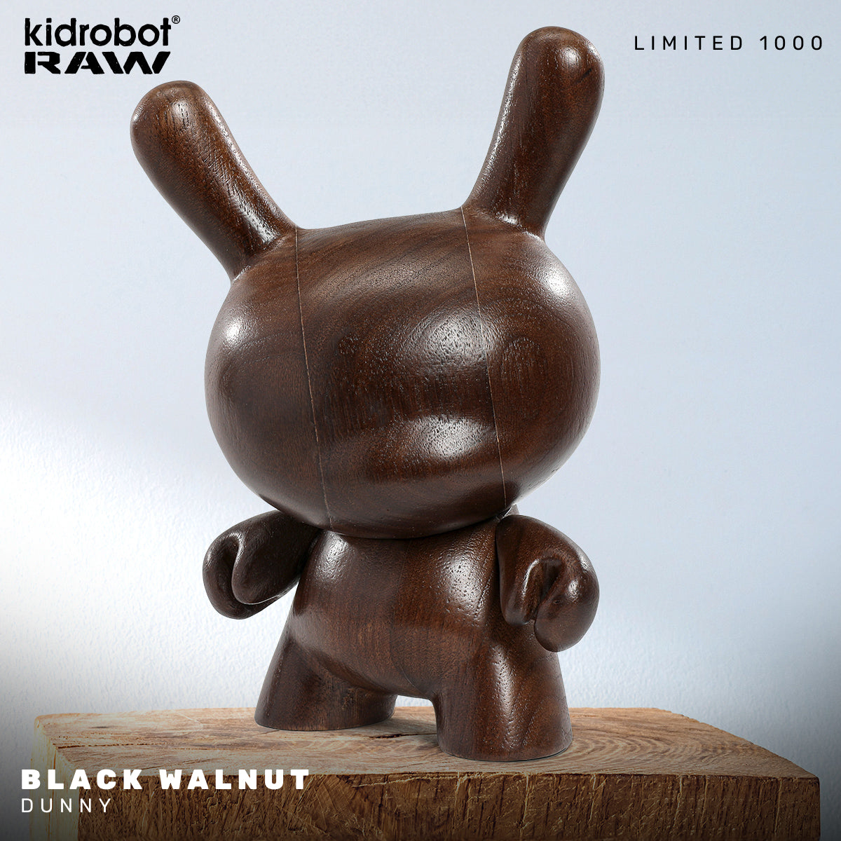 Kidrobot RAW Black Walnut 8" Wood Dunny (Limited Edition of 1000) (PRE-ORDER)