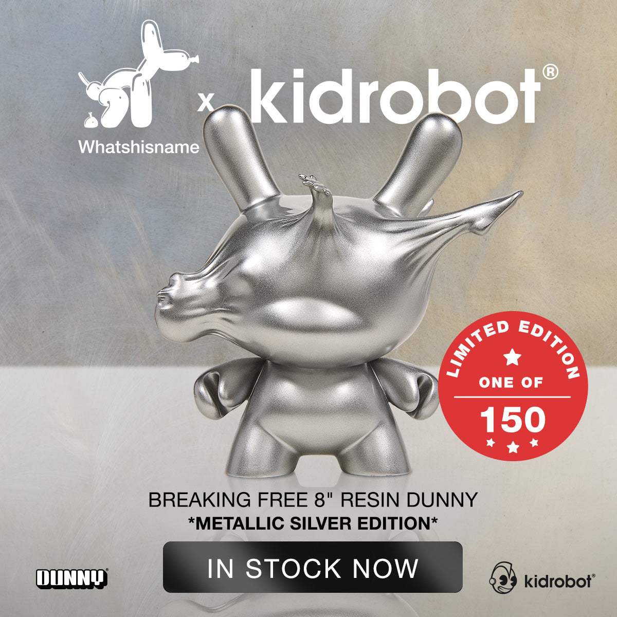 DCON 2022: Breaking Free 8" Resin Dunny by WHATSHISNAME - Metallic Silver Edition (Limited Edition)