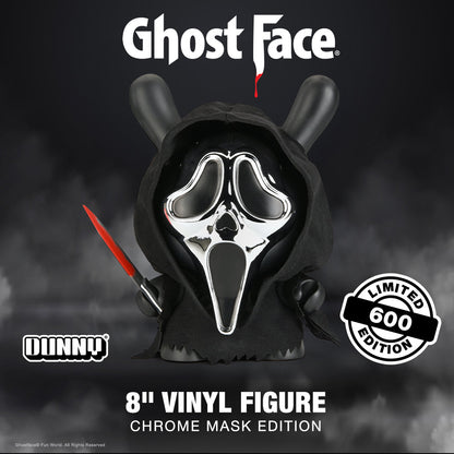 Ghost Face 8" Dunny Vinyl Art Figure - Chrome Mask Edition (PRE-ORDER)