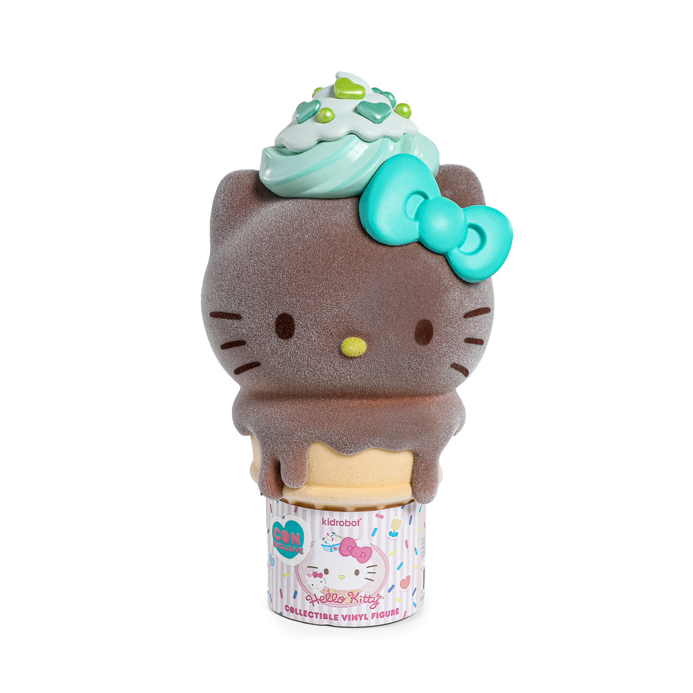 2025 CON EXCLUSIVE: Hello Kitty® Ice Cream Cone 6” Vinyl Art Figure – Flocked Chocolate with Mint Edition (Limited Edition of 500)