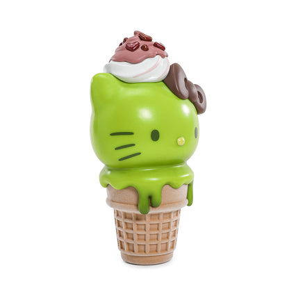 2025 CON EXCLUSIVE: Hello Kitty® Ice Cream Cone 6” Vinyl Art Figure – Glow-in-the-Dark Matcha with Chocolate Edition (Limited Edition of 500)