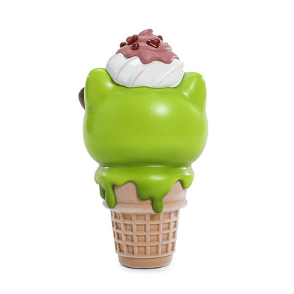 2025 CON EXCLUSIVE: Hello Kitty® Ice Cream Cone 6” Vinyl Art Figure – Glow-in-the-Dark Matcha with Chocolate Edition (Limited Edition of 500)