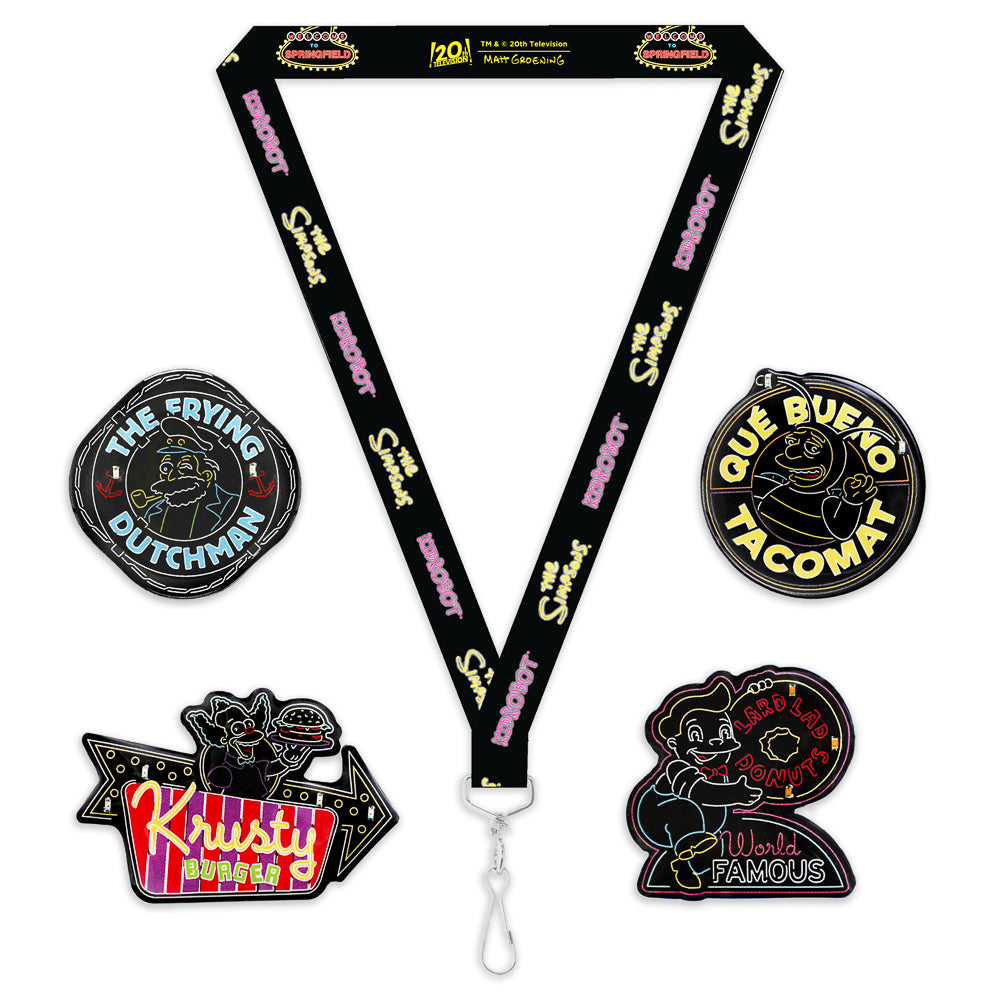 SDCC 2024: The Simpsons Neon Signs Light-Up Pins & Lanyard Set (Limited Edition of 1000)
