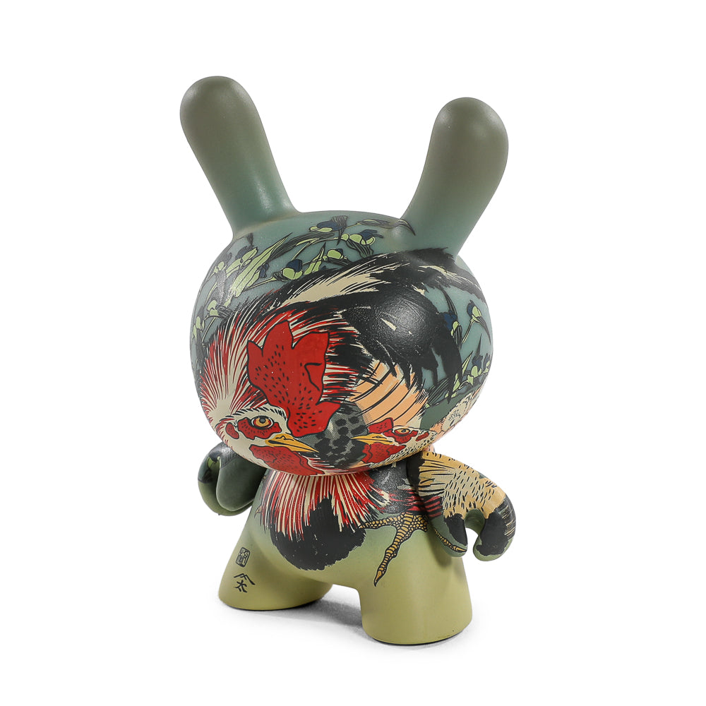 The Met 3" Showpiece Dunny Vinyl Art Figure - Rooster, Hen and Chicken with Spiderwort by Katsushika Hokusai