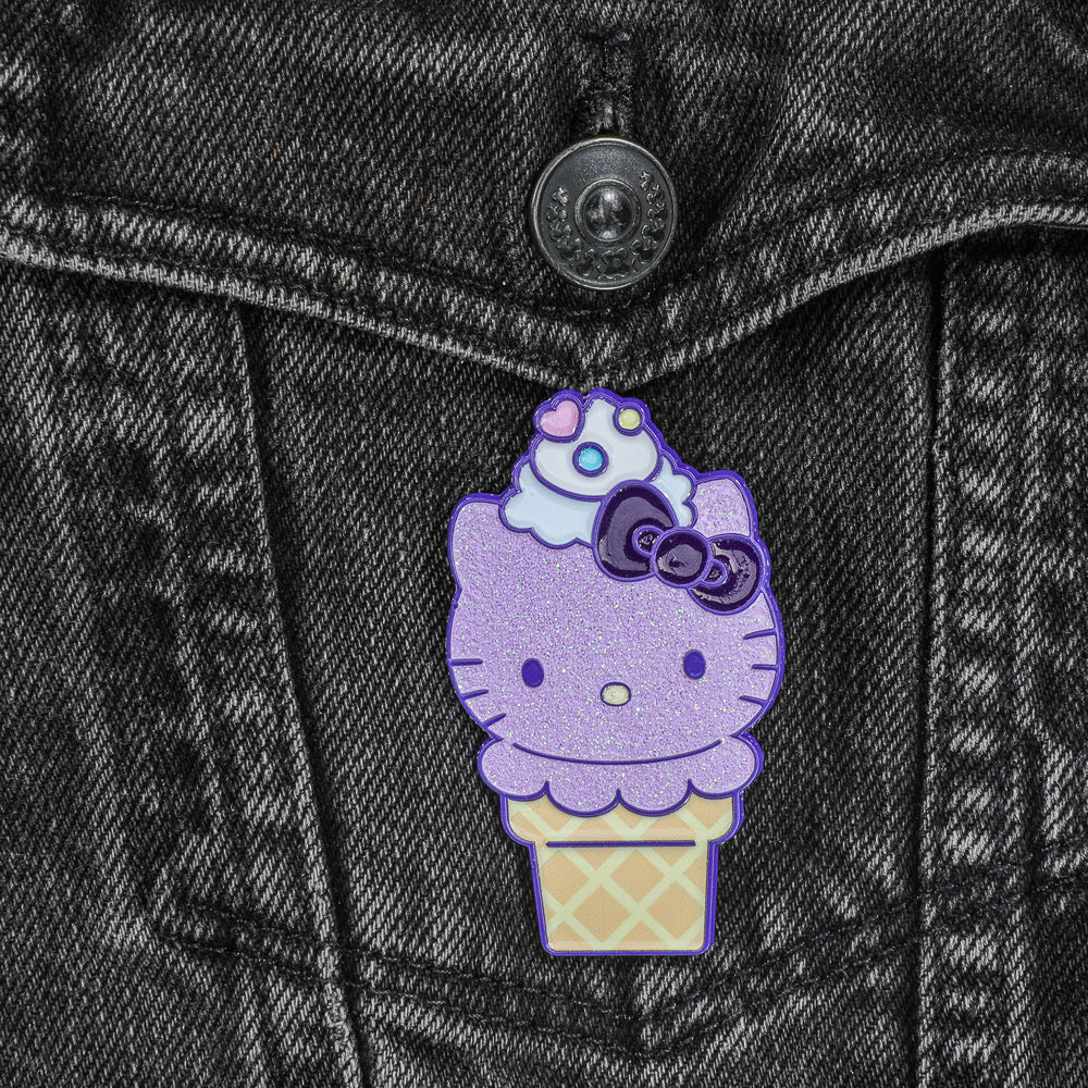 Hello Kitty® Ice Cream Cone Pin - Glitter Ube Edition - Kidrobot.com Exclusive (Limited Edition of 300)