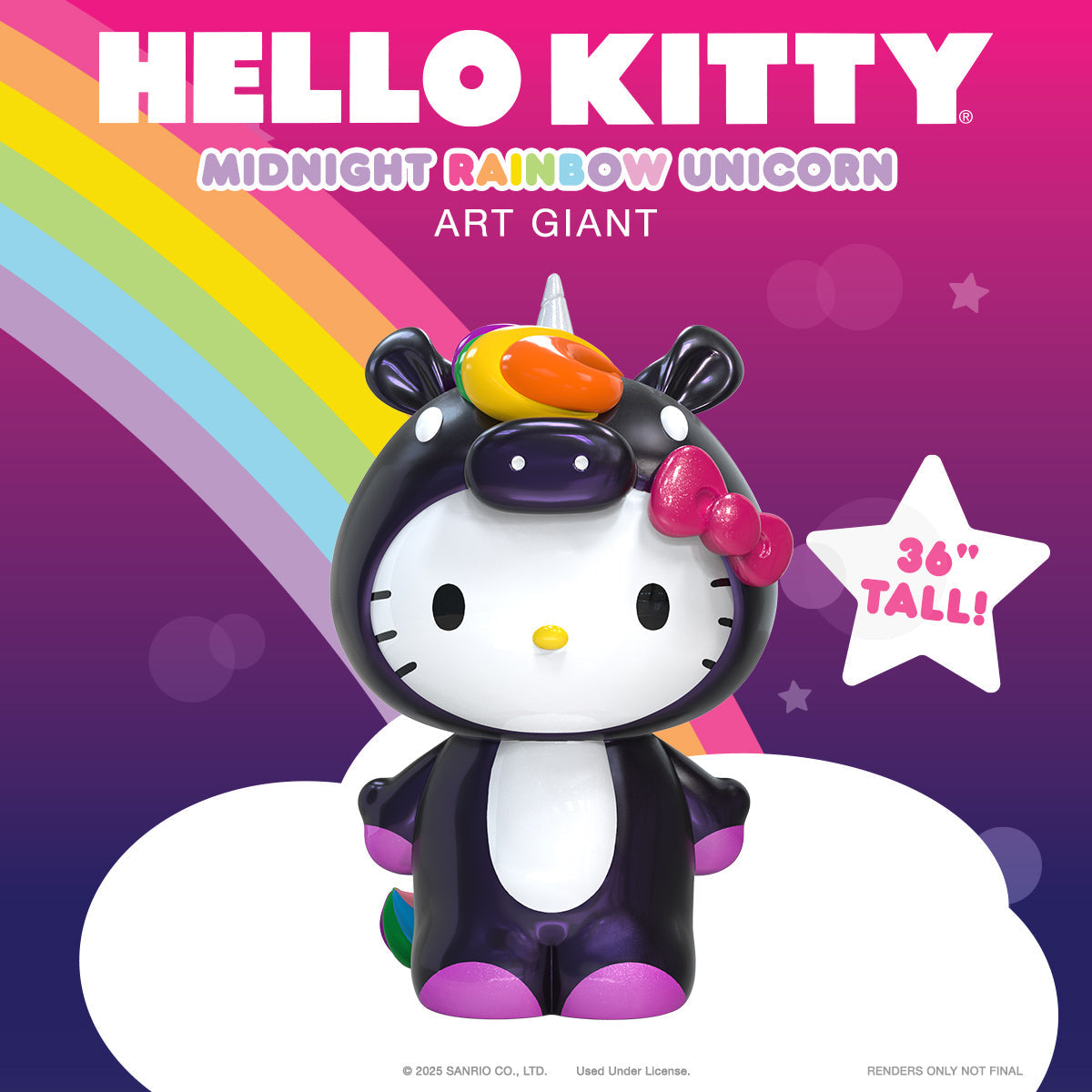 Hello Kitty® Midnight Rainbow Unicorn 36" Art Giant (PRE-ORDER)
