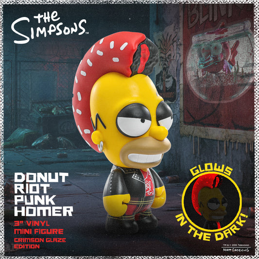 The Simpsons - Donut Riot Punk Homer 3" Vinyl Mini Figure - Crimson Glaze Edition - Kidrobot.com Exclusive (Limited Edition of 500)